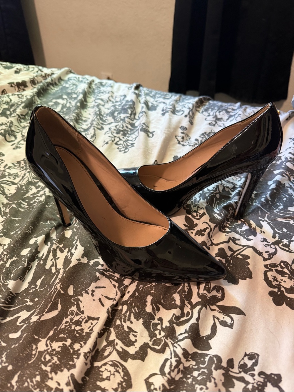 BCBGeneration Black Patent Pointed-Toe Stiletto Pumps